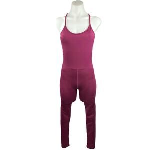 Terez Purple Open Back Yoga Workout Unitard Playsuit Tank Jumpsuit Bodysuit Sz S